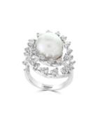 Effy White Freshwater Pearl, Diamonds And 14k White Gold Ring