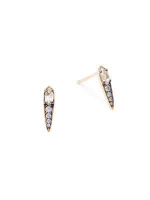 Nadri Goldtone White Topaz Spike Earrings