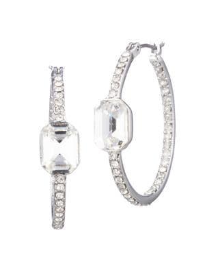 Givenchy Crystal Embellished Silvertone Hoop Earrings