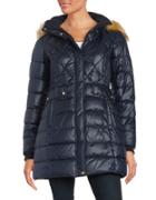 Jones New York Faux Fur-accented Quilted Coat