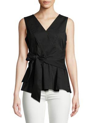Imnyc Isaac Mizrahi Poplin V-neck Blouse