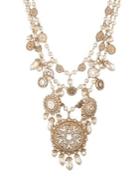 Marchesa Drama Goldtone, Faux Pearl & Crystal Collar Necklace