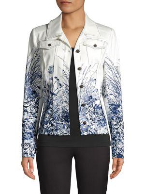 Elie Tahari Silvia Floral Denim Jacket
