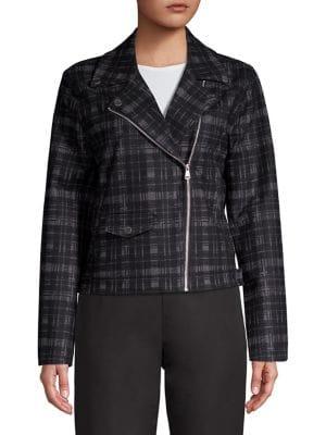 Ellen Tracy Plaid Moto Jacket