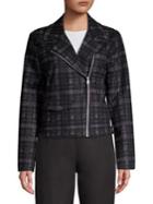 Ellen Tracy Plaid Moto Jacket
