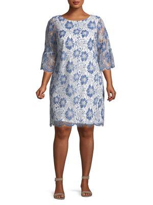 Eliza J Plus Floral Bell-sleeve Shift Dress