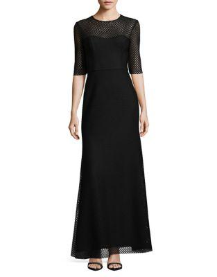 Vera Wang Short-sleeve Lace Gown