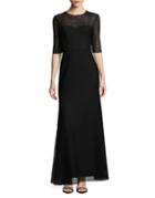 Vera Wang Short-sleeve Lace Gown