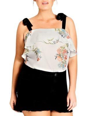 City Chic Plus Striped Bouquet Top
