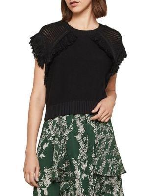 Bcbgmaxazria Fringe Trim Pullover