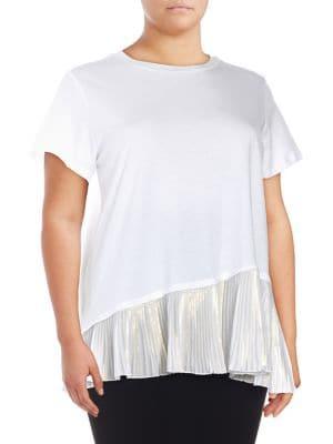 Lord & Taylor Plus Asymmetrical Pleated Top