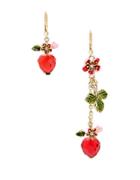 Betsey Johnson Tropical Punch Strawberry Mismatch Drop Earrings