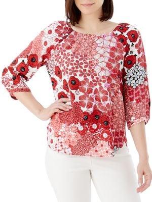 Olsen Floral Puff-sleeve Blouse