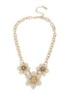 Miriam Haskell Goldtone Beaded Floral Frontal Necklace