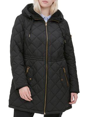 Andrew Marc Plus Faux Fur-trim Diamond Quilt Parka