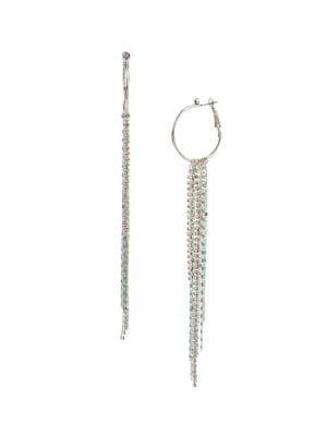 Bcbgeneration Stonewashed Hoop And Mixed Chain Fringe Earrings