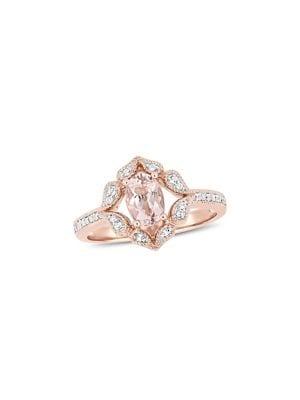 Sonatina 14k Rose Gold, Morganite And White Topaz Floral Ring