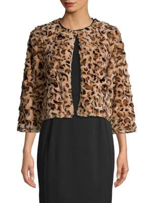 Calvin Klein Leopard Printed Faux-fur Jacket