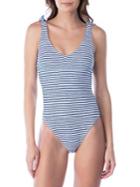 Lauren Ralph Lauren Painterly Stripe Lace-up Back One-piece Swimsuit