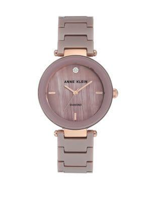 Anne Klein Ceramic Matte Mauve And Rose Goldtone Watch