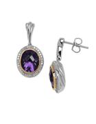 Lord & Taylor Amethyst Diamond 14k Yellow Gold And Sterling Silver Earrings