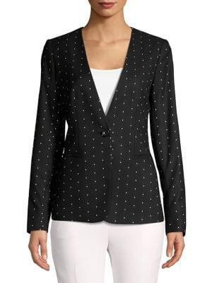 Donna Karan Collarless Pin Dot Blazer