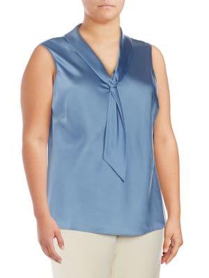 Tahari Arthur S. Levine Plus Plus Sailor Tie Satin Top
