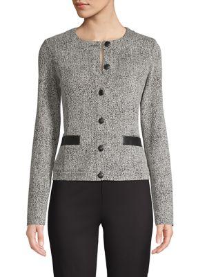 Karl Lagerfeld Paris Button-front Tweed Jacket