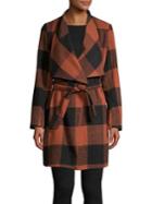 Only Checkered Wool Wrap Coat