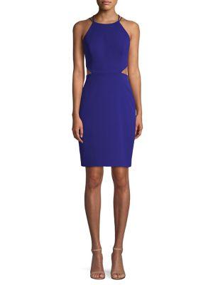 Aidan By Aidan Mattox Scuba Tassel Halter Dress