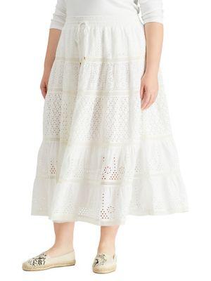 Lauren Ralph Lauren Plus Tiered Eyelet Lace Skirt