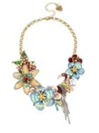 Betsey Johnson Paradise Lost Crystal Floral Statement Necklace