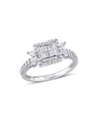 Sonatina Princess-cut Quad Diamond And 14k White Gold Halo Engagement Ring