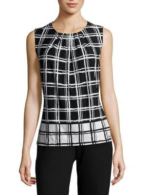 Calvin Klein Sleeveless Grid Print Blouse