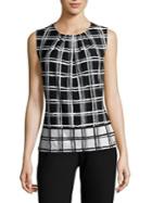 Calvin Klein Sleeveless Grid Print Blouse