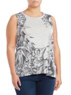 Lucky Brand Plus Floral Printed Sleeveless Top