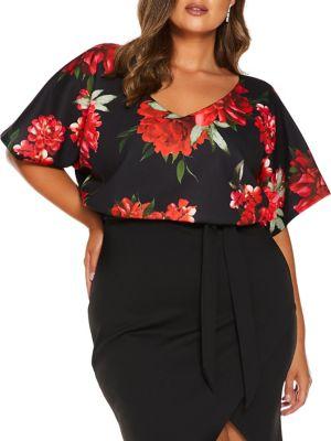 Quiz Curve Plus Floral Batwing Midi Dress