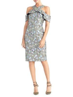 Rachel Rachel Roy Floral-print Cold-shoulder Sheath Dress