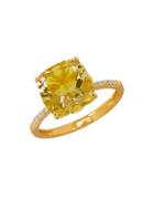 Lord & Taylor 0.07tcw Diamonds, Citrine And 14k Yellow Gold Ring