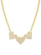 Lord & Taylor 14k Goldplated Sterling Silver & Crystal Trio Heart Station Necklace