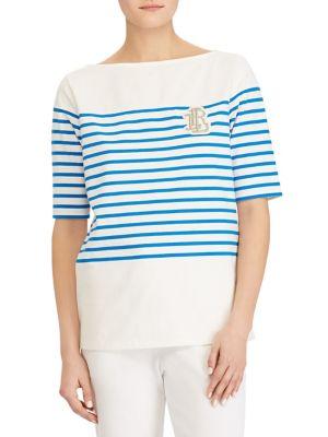 Lauren Ralph Lauren Petite Striped Cotton Tee