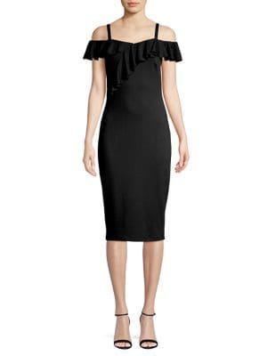 Bailey 44 Cold-shoulder Ruffle Sheath Dress