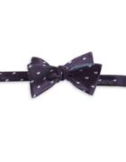 Black Brown Silk Paisley Leaf Dotted Bow Tie