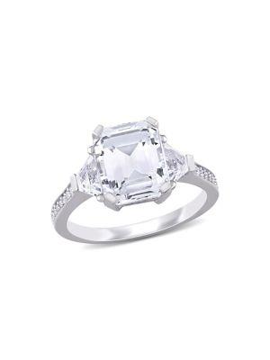 Sonatina Sterling Silver, White Topaz & Diamond Estate Ring