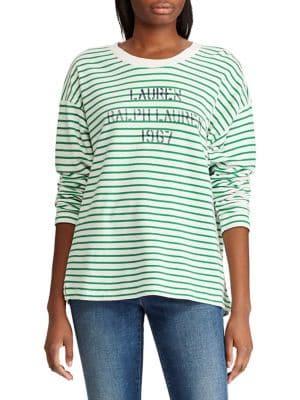 Lauren Ralph Lauren Logo Striped Relaxed-fit French Terry Sweatshirt