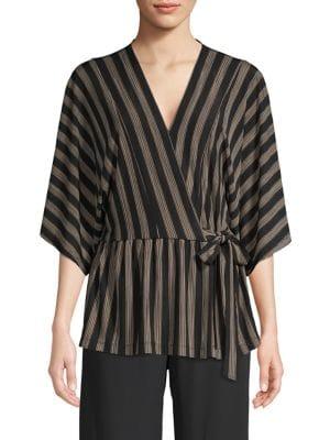 Joan Vass Striped Wrap Top