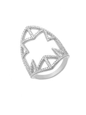 Lord & Taylor Cubic Zirconia And Sterling Silver Zigzag Ring