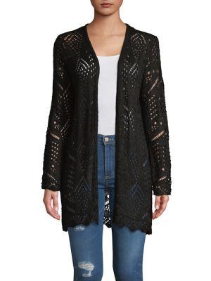 Context Geometric Pointelle Open Cardigan