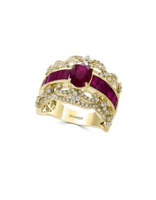 Effy Amore Ruby, Diamond And 14k Yellow Gold Ring