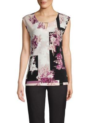 Calvin Klein Keyhole Floral-print Top